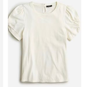 J. Crew Ivory Broken-in jersey puff-sleeve T-shirt Sz S